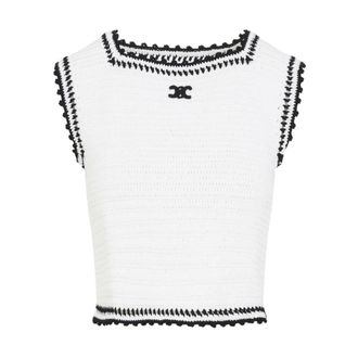 Celine Celine - Triomphe Crop Top - Dames - Tops - Wit - Maat: S Katoen