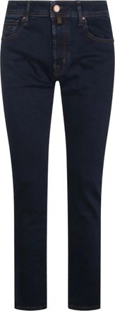 Jacob Cohen Dark Indigo Denim Slim-Fit Jeans with Logo Patch