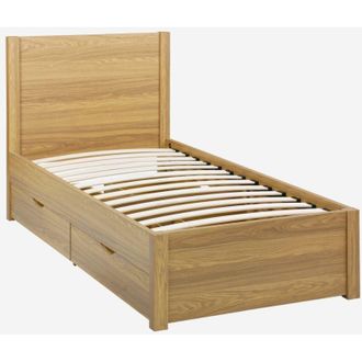 Sweeek Letto con rete a doghe e testiera 90x190cm + 4 cassetti