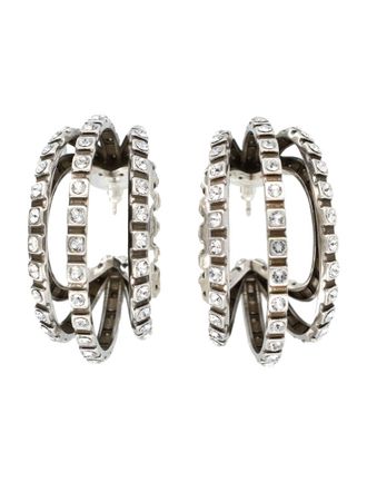 Isabel Marant Silver Crystal Hoop Earrings