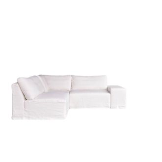 Tikamoon Sof&aacute; esquinero modulable de lino blanco 3 plazas