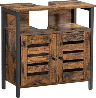 Vasagle Mueble de lavabo de 60 x 30 x 60 cm de color marr&oacute;n r&uacute;stico y negro