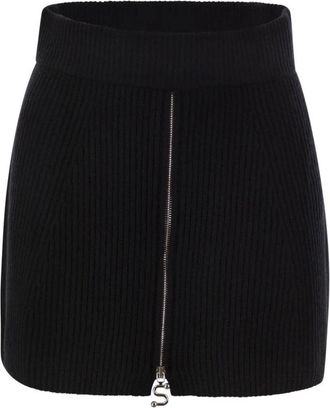 Sportmax Falda Midi de Punto Acanalado con Detalle de Cremallera - Skirts - Mujer - Negro - M