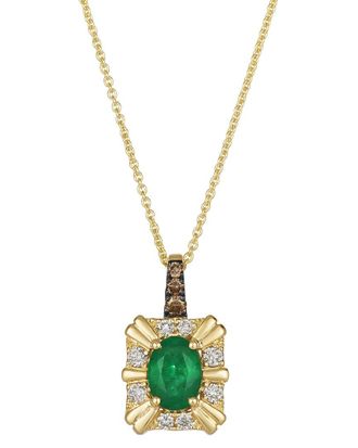 Le Vian 14K 0.72 Ct. Tw. Diamond & Emerald Center Stone Pendant