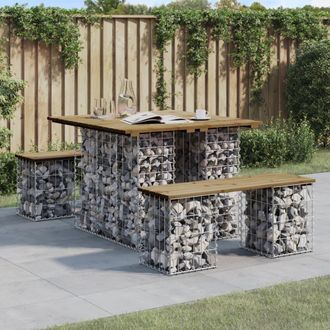 vidaXL Vidaxl - Banco Jard&iacute;n Cesta Gaviones Madera Pino Impregnada 100x102x72cm