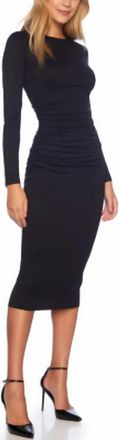 Susana Monaco Crew Gathered Midi Dress In Black
