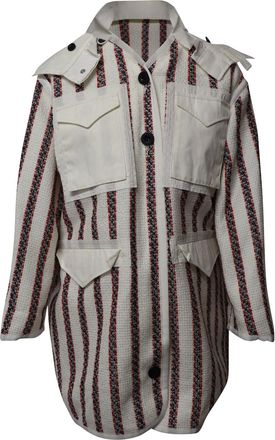 sacai Oversized Pockets Buttondown Tweed Jacket in Off-white Acrylic