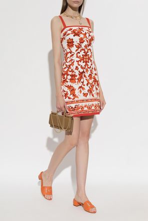 Dolce & Gabbana Dress With Maiolica Print, Womens, Orange