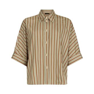 Liu Jo Short Sleeve Shirts, female, Green, Size: XS Camicia in viscosa rigata