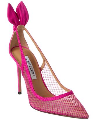 Aquazzura Bow Tie 105 Mesh & Suede Pump
