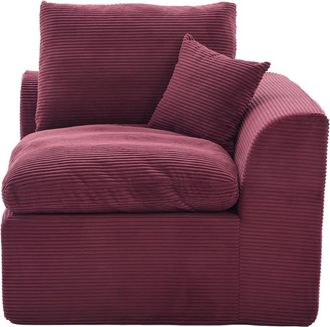 Urban Meuble Sill&oacute;n monoplaza de pana color rojo burdeos con cojines