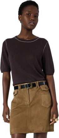 Gerard Darel Loumia Short Sleeve Sweater in Brown at Nordstrom, Size X-Large