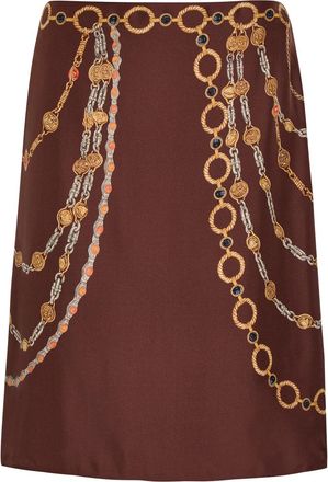 Versace Printed Silk Midi Skirt - Brown - 40 (UK8 / S)