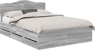 vidaXL Estructura De Cama Gris Sonoma 140 X 200 Cm Madera Ingenieril Vidaxl
