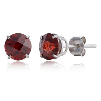 MAX + STONE 10k Yellow or White Gold 6mm Round Checkerboard Cut Gemstone Stud Earrings