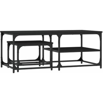 vidaXL Vidaxl - Mesas De Centro Apilables 2 Piezas Madera De Ingenier&iacute;a Negro