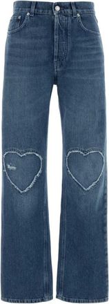 Moschino Blue Heart Cut Out Denim Jeans