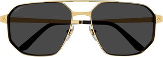 Cartier Cartier Ct0462s Santos De Cartier 001 Gold Smoke Polarized Sunglasses