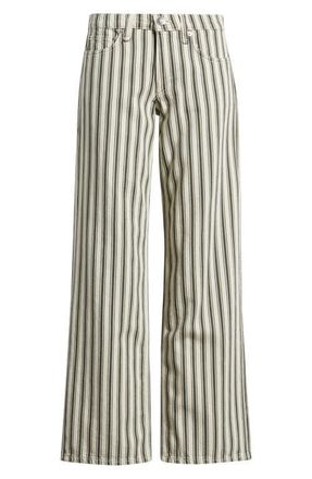 Rag & Bone Ultra Featherweight Cam Stripe Low Rise Straight Leg Jeans in Green Stripe at Nordstrom, Size 31Regular