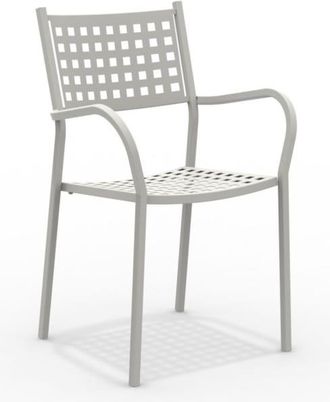 MondoViro Conjunto de 8 sillones de metal gofrado blanco 53x53 cm 85h