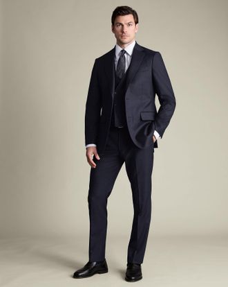 CHARLES TYRWHITT Italian Flannel Waistcoat - Navy Size w38 by Charles Tyrwhitt