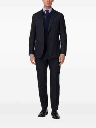 Boggi Milano pinstriped flap-pocket suit - men - Virgin Wool - 48 - Blue