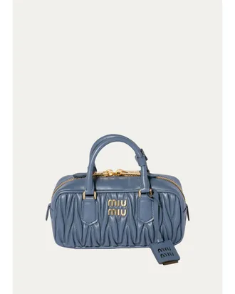 Miu Miu Zip Quilted Leather Top-Handle Bag