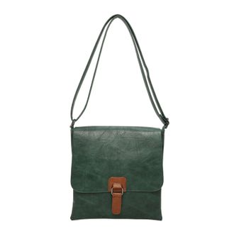 Generic Womens Vegan Leather Crossbody Bag, Satchel Bag, Flap Closure with Buckle (D.Green)