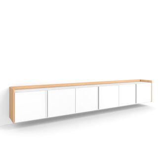 Skraut Home Mueble tv efecto madera blanco y roble 309x35x50cm colgado