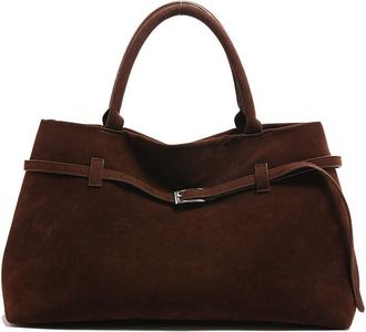 Generic Faux Leather Tote Bag for Women, Suede Tote Handbags, Large Brown Retro Top-Handle Work Bag (Coffee, One Size)
