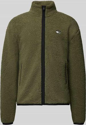 Tommy Jeans Relaxed Fit Fleecejacke in Teddyfleece-Optik in Oliv, Größe XXL