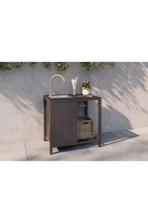 ambia GARDEN Outdoork&uuml;che, Anthrazit, Metall, Kunststoff, einzeln stellbar, 90x84x61.5 cm, Gartenm&ouml;bel, Outdoor K&uuml;chen