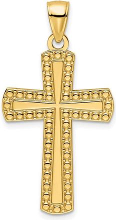 Diamond2Deal 14k Yellow Gold Polished Beaded Cross Pendant