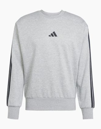 adidas Mens Mens Essentials 3 Stripes Fleece Sweatshirt - Grey - Size: 36