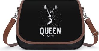 Generic Weightlifting And Queen Womens Leather Crossbody Bags with Adjustable Strap Casual Printed Shoulder Handbag