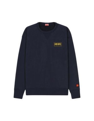 Kenzo Mens Kenzo Paris Outlined Logo Oversized Midnight Blue Sweatshirt - Black - Size: 34