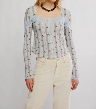 Free People Lets Party Cardi Top In Pearl Blue