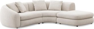 Castlery Fable Single Arm Sectional Sofa Right Facing Customized, Performance Linen Weave, Light Grey, Spill Resistant, Ultra Deep Seats for Castlery