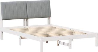 vidaXL Bed Frame with Headboard White 135 x 190 cm Solid Pine Wood vidaXL