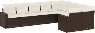 vidaXL Set De Sof&aacute;s De Jard&iacute;n 9 Pzas Y Cojines Rat&aacute;n Sint&eacute;tico Marr&oacute;n Vidaxl