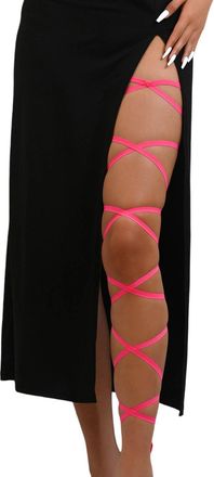 Generic Black Elastic Leg Wraps, Rave Cross leg Straps with O-Ring, Non-Slip Garter Outfit Accessory for Festival Raves Dancing Cosplay Party Summer New