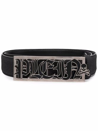 Philipp Plein Riem met logoplakkaat - Zwart