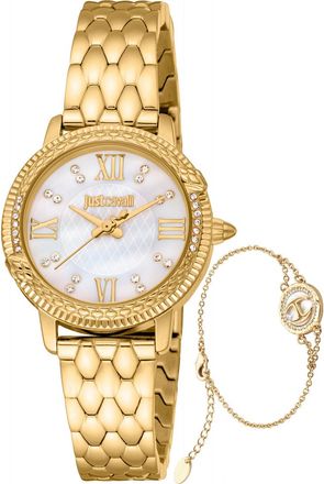 Just Cavalli Womens JC1L276M0055 Ladies Viperized Watch and Bracelet Gift Set - Gold - One Size