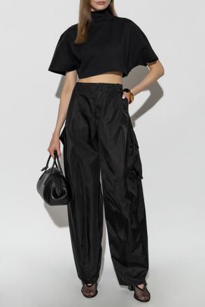 Alaia Short Top With A Turtleneck, Womens, Black