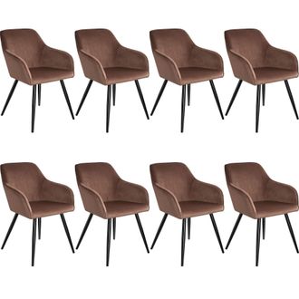 TecTake Dining Chair Marilyn Set Of 8 - Brown/Black in Brown | Size: 8 Pack