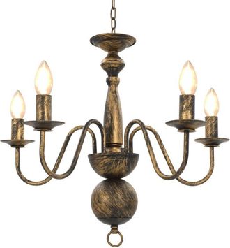 vidaXL Lámpara de araña negro antiguo 5 bombillas x E14 Vidaxl