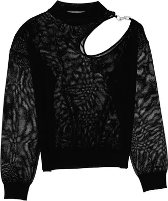 Circus Hotel Cut-Out Jersey Blouse - Black