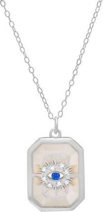 Queen Jewels Cubic Zirconia & Mother-of-Pearl Evil Eye Pendant Necklace in Silver at Nordstrom Rack