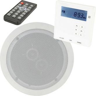 Loops Wall Mounted Mini Bluetooth Amplifier & 1 Stereo Ceiling Speaker Kit Stereo HiFi