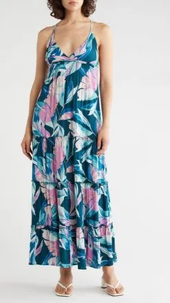 Lovestitch Empire Maxi Dress in Teal/Dusty Orchid at Nordstrom Rack, Size Medium